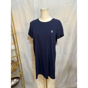 Polo Ralph Lauren Navy Blue Cotton T-Shirt Dress Short Sleeve Pony Logo XL